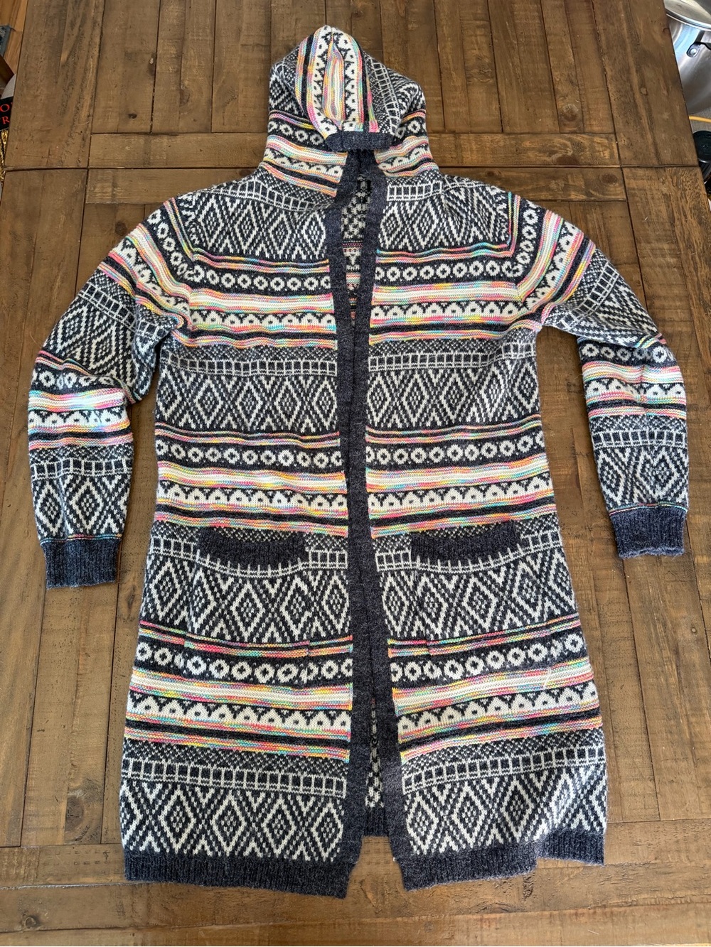 Women’s Hooded Patterned Knit Jacket - Multicolor